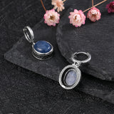 Natural Kyanite Labradorite Silver Hoop Earrings Retro Party Dainty Jewelry