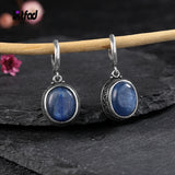 Natural Kyanite Labradorite Silver Hoop Earrings Retro Party Dainty Jewelry