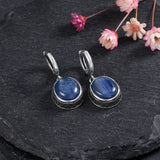 Natural Kyanite Labradorite Silver Hoop Earrings Retro Party Dainty Jewelry