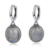 Natural Kyanite Labradorite Silver Hoop Earrings Retro Party Dainty Jewelry