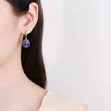 Natural Kyanite Labradorite Silver Hoop Earrings Retro Party Dainty Jewelry