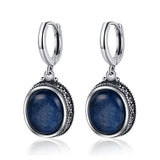 Natural Kyanite Labradorite Silver Hoop Earrings Retro Party Dainty Jewelry