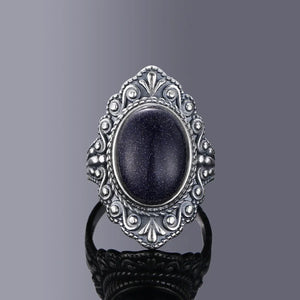 Labradorite 925 Sterling Silver Ring Retro Gemstone Rings Jewelry Gift