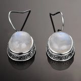 Moonstone Drop Earrings 925 Sterling Silver Vintage Ear Jewelry
