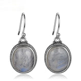 Moonstone Drop Earrings 925 Sterling Silver Vintage Ear Jewelry
