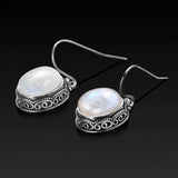 Moonstone Drop Earrings 925 Sterling Silver Vintage Ear Jewelry
