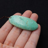 Chrysoprase Oval Stone Pendant 49x21x6mm Green Necklace Bead