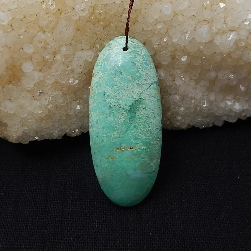 Chrysoprase Oval Stone Pendant 49x21x6mm Green Necklace Bead