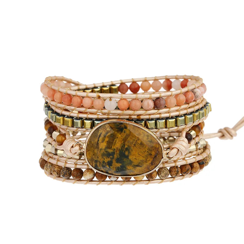 Pietersite Wrap Bracelet Tiger Eye Mix Stone Hand Jewelry