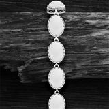 Pink Opal Strand Bracelet Flower Bead Antique Silver Plated Jewelry
