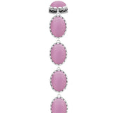 Pink Opal Strand Bracelet Flower Bead Antique Silver Plated Jewelry