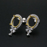 Sterling Silver Oval Prong Bezel Earring Settings for Gemstone