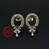 Sterling Silver Oval Prong Bezel Earring Settings for Gemstone