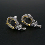 Sterling Silver Oval Prong Bezel Earring Settings for Gemstone