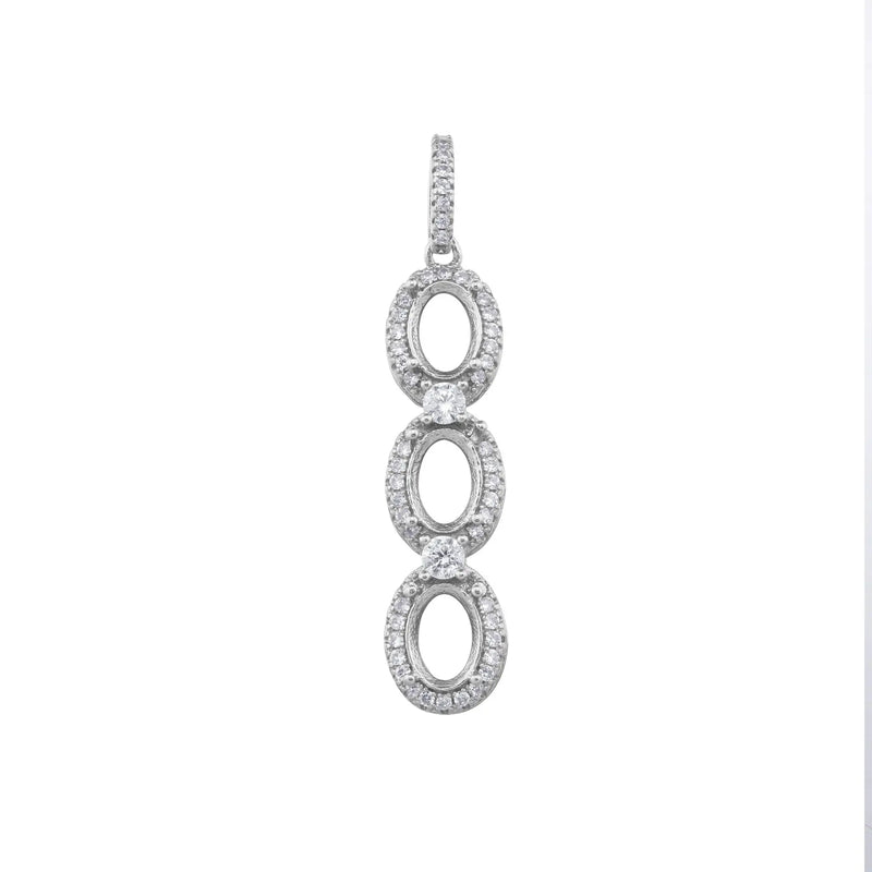 Rose Plated Oval Prong Pendant Setting 925 Silver