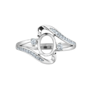 Art Deco Bypass Ring Setting 925 Silver Rose Plated Adjustable Band