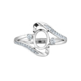 Art Deco Bypass Ring Setting 925 Silver Rose Plated Adjustable Band