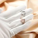 Art Deco Bypass Ring Setting 925 Silver Rose Plated Adjustable Band