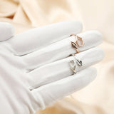 925 Silver Rose Plated Oval Prong Ring Blank Settings Flower Leaf Bezel