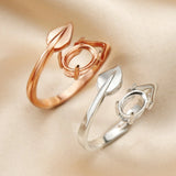 925 Silver Rose Plated Oval Prong Ring Blank Settings Flower Leaf Bezel