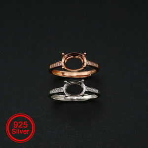 Adjustable Rose Prong Ring Setting Solid 925 Sterling Silver DIY Pave Bezel Tray