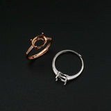 Adjustable Rose Prong Ring Setting Solid 925 Sterling Silver DIY Pave Bezel Tray