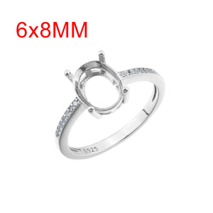 Oval Prong Ring Settings 925 Silver Rose Plated for 6x8MM 7x9MM Gemstone