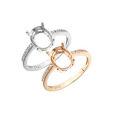 Oval Prong Ring Settings 925 Silver Rose Plated for 6x8MM 7x9MM Gemstone
