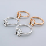Oval Prong Ring Settings 925 Silver Rose Plated for 6x8MM 7x9MM Gemstone