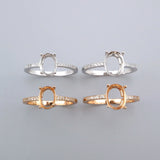 Oval Prong Ring Settings 925 Silver Rose Plated for 6x8MM 7x9MM Gemstone
