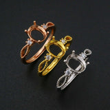 925 Silver 3-Stone Rose Plated Prong Ring Setting
