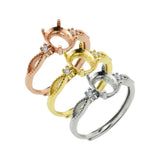 925 Silver 3-Stone Rose Plated Prong Ring Setting
