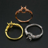 925 Silver 3-Stone Rose Plated Prong Ring Setting