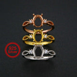 925 Silver 3-Stone Rose Plated Prong Ring Setting