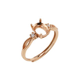 925 Silver 3-Stone Rose Plated Prong Ring Setting