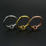 925 Silver 3-Stone Rose Plated Prong Ring Setting