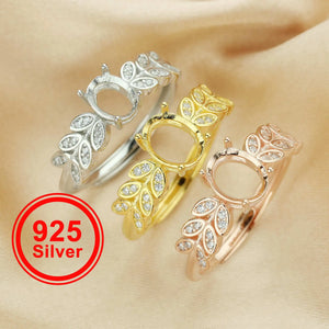 Rose Plated Sterling Silver Oval Prong Ring Setting