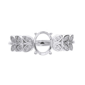 Rose Plated Sterling Silver Oval Prong Ring Setting