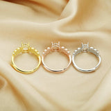 Rose Plated Sterling Silver Oval Prong Ring Setting