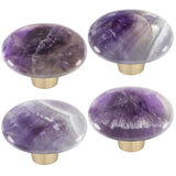 Crystal Stone Slice Drawer Cabinet Pulls Knobs Brass Handle