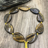 Large Tiger Eye Stone Slice Pendant Beads for Jewelry Making