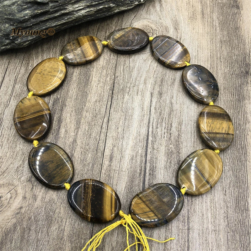 Large Tiger Eye Stone Slice Pendant Beads for Jewelry Making
