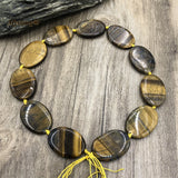 Large Tiger Eye Stone Slice Pendant Beads for Jewelry Making