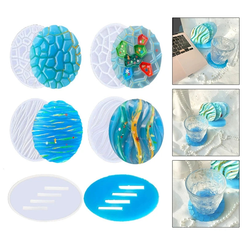 Oval Shape Coaster Molds DIY Resin Tray Epoxy Casting Home Decor