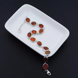 Orange / Fire Opal Oval Bracelet for Women