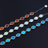 Orange / Fire Opal Oval Bracelet for Women