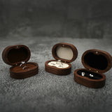 Walnut Wood Ring Box Velvet Interior Organizer