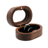 Walnut Wood Ring Box Velvet Interior Organizer