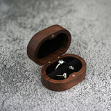 Walnut Wood Ring Box Velvet Interior Organizer