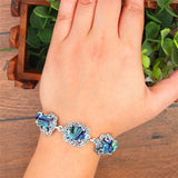 Oval Shell Bead Bracelet Antique Silver Plated Jewelry TB366